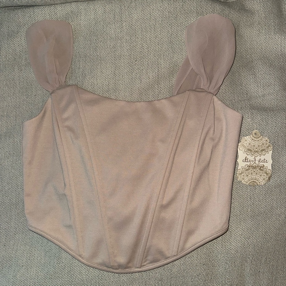 Altar'd State Tan Sleeveless Bustier Bodysuit